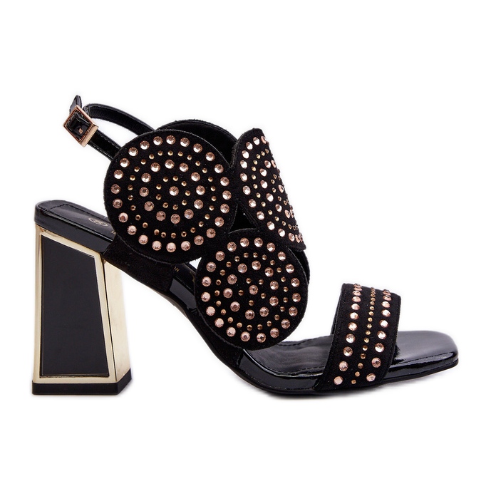 S.Barski Decorated High Heel Sandals D&amp;A CR026 Black