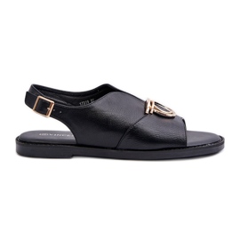 Women's Flat Sandals With Gold Decoration Vinceza 17319 Black Women's Flat Sandals With Gold Decoration Vinceza 17319 Black