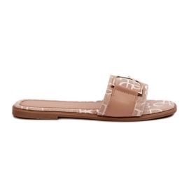 Shiny Women's Flip-Flops With Beige Toe Decoration