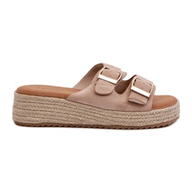 Women's Flip-Flops With Braided Eco Suede Beige Zaloemi