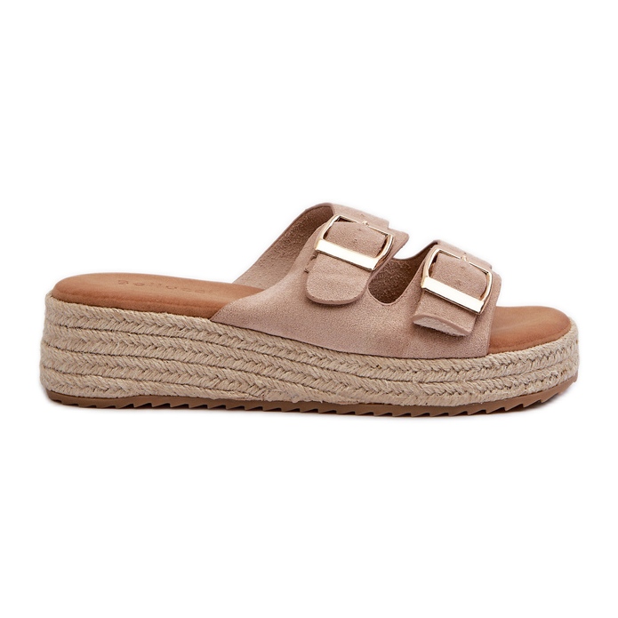 Women's Flip-Flops With Braided Eco Suede Beige Zaloemi