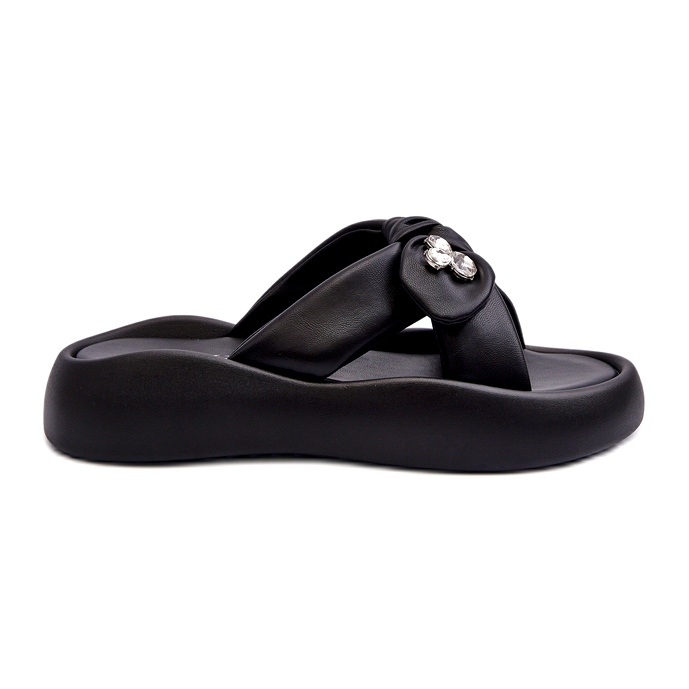 Women's Leather Flip-Flops on the Platform Black GOE NN2N4110