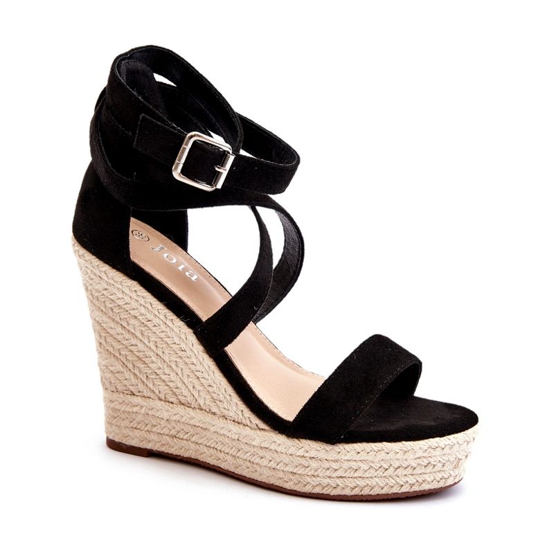 Wedge sandals with braid, Black Salthe Wedge sandals with braid, Black Salthe