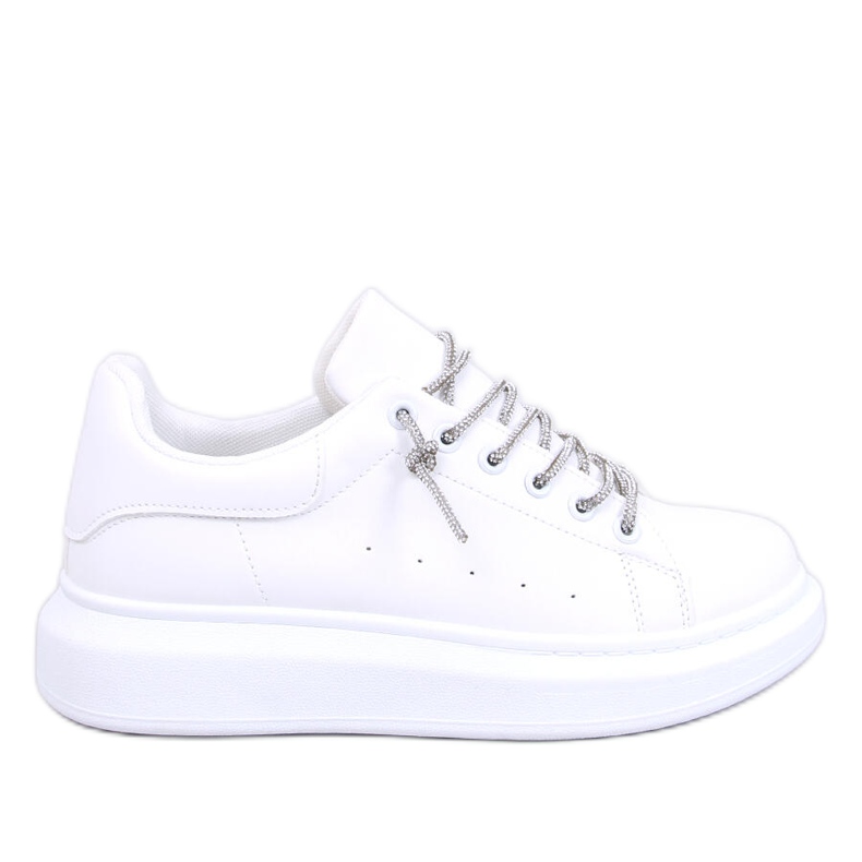 Sneakers with crystal laces Series WHITE/SILVER