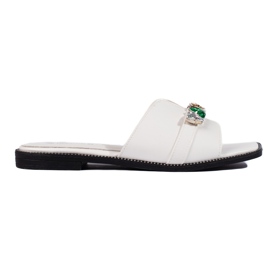 White women's flip-flops with stones