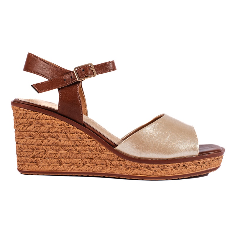 Women's gold wedge sandals by Sergio Leone golden