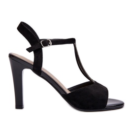 Women's Sandals On A High Heel With Decorated Straps Sergio Leone SK924 Black