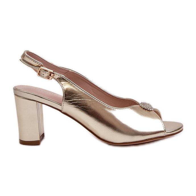 Elegant high heel sandals with gold Trasea decoration golden