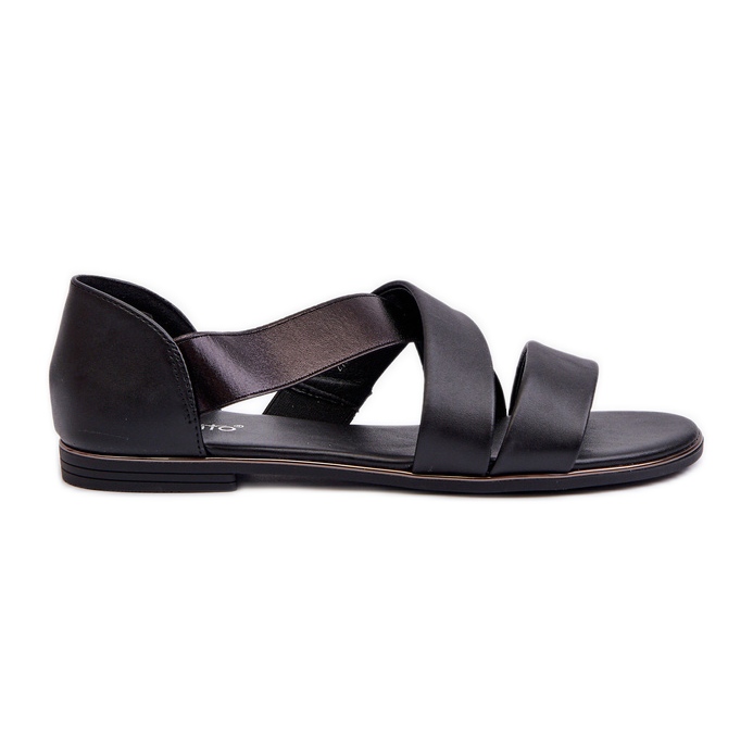 Leather sandals with a welt, Black Puglia Leather sandals with a welt, Black Puglia