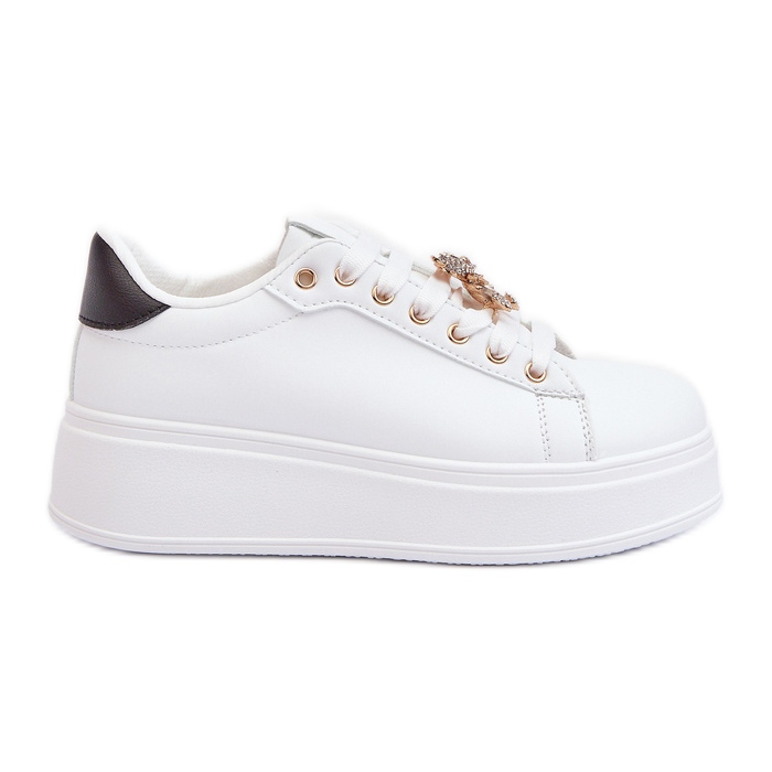 Women's Platform Sneakers With Teddy Bear, White Moanda