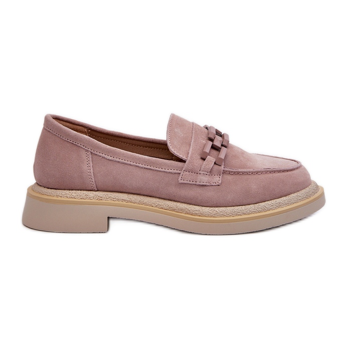 S.Barski Women's Suede Moccasins On a Flat Heel With Decoration D&A TW101 Dirty Pink S.Barski Women's Suede Moccasins On a Flat Heel With Decoration D&A TW101 Dirty Pink