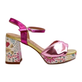 S.Barski Women's High Heel Floral Sandals D&A CR980 Pink S.Barski Women's High Heel Floral Sandals D&A CR980 Pink
