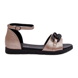 Women's Flat Sandals With Chain Vinceza 17320 Gold golden