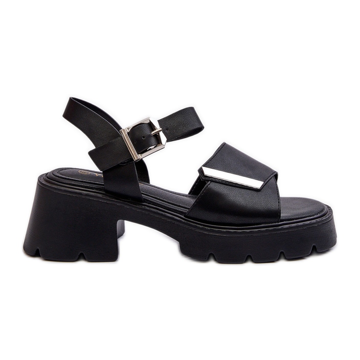 Women's Sandals Made of Eco Leather with High Heels and Platform Vinceza 36257 Black
