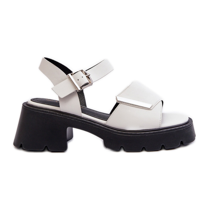 Women's Sandals Made of Eco Leather with High Heels and Platform Vinceza 36257 White