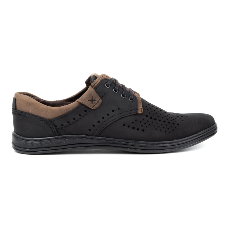 Polbut Leather shoes for men 402 summer black with brown