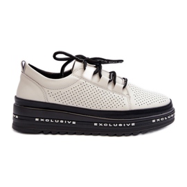Women's Leather Shoes on the Platform S.Barski LR769A Beige