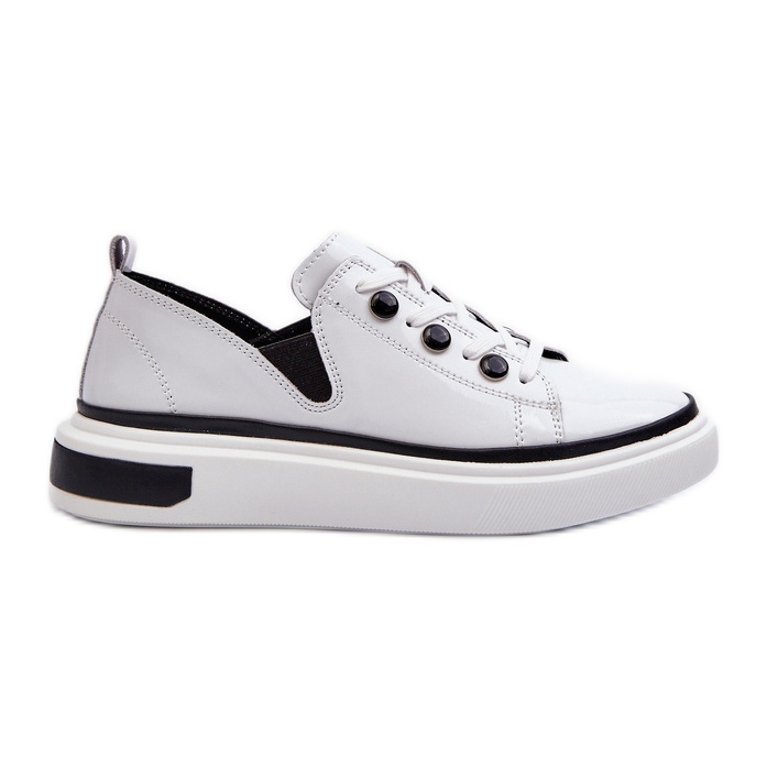 S.Barski Patent Leather Women's Sneakers D&amp;A LR535 White