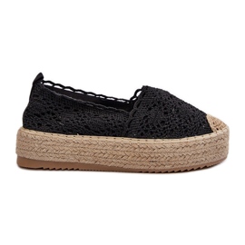 Women's Lace Espadrilles On Platform Black Elarose
