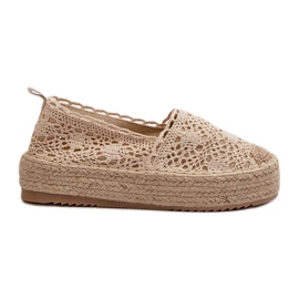 Women's Lace Espadrilles on the Beige Platform Elarose