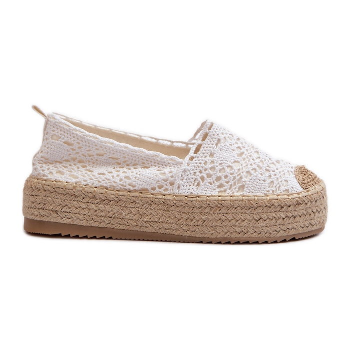 Women's Lace Espadrilles On Platform White Elarose