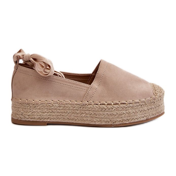 Bellucci Women's Espadrilles Tied On A Platform With Braid Beige Tailesse