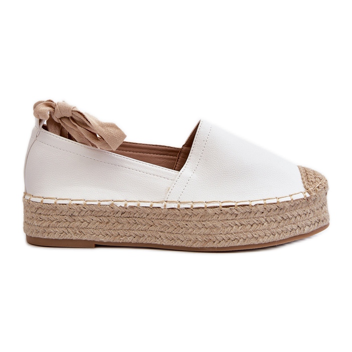 Women's Espadrilles Tied On A Platform With Braid, White Tailesse