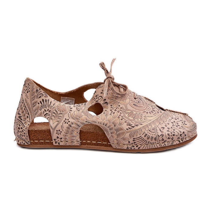 Patterned Women's Shoes With Cutouts Maciejka 06431-02 Beige