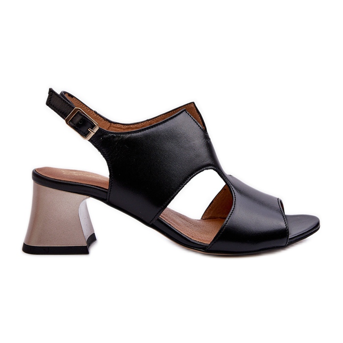 Women's Leather Sandals On High Heel Maciejka 06566-01 Black