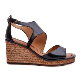 Women's Leather Wedge Sandals Maciejka 06657-01 Black
