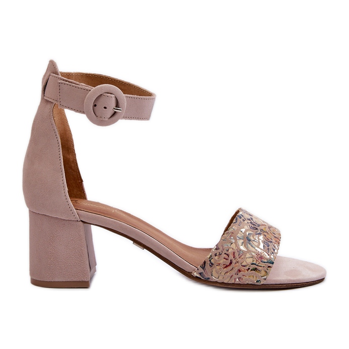 Suede High Heel Sandals Maciejka 04141-49 Beige