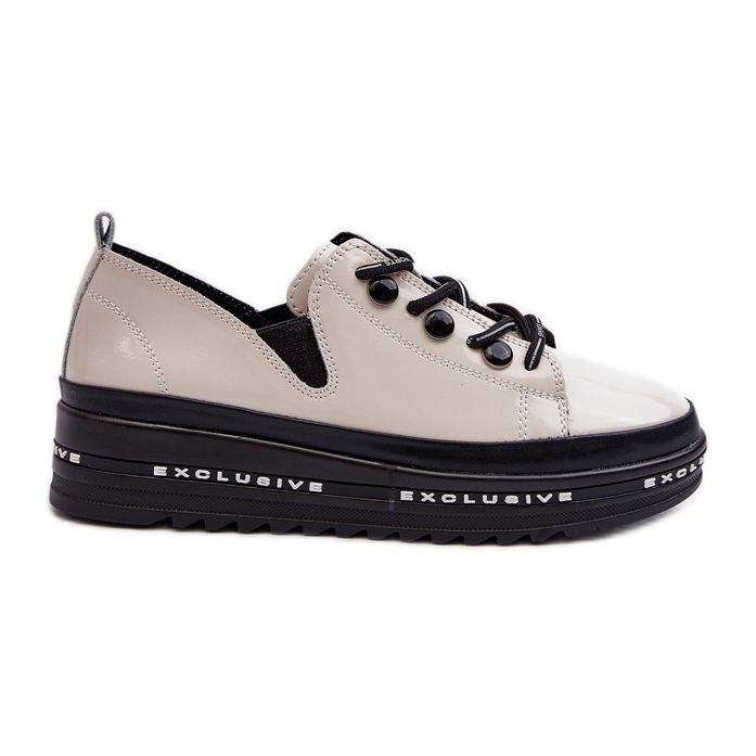 Women's Lace-Up Shoes On Platform Natural Leather S.Barski LR620 Beige