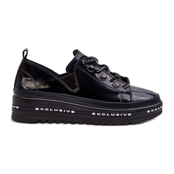 Women's Lace-Up Shoes On Platform Natural Leather S.Barski LR620 Black
