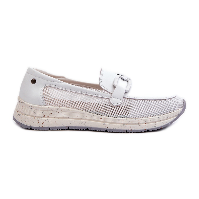 S.Barski Women's Leather Moccasins D&amp;A TW210 White