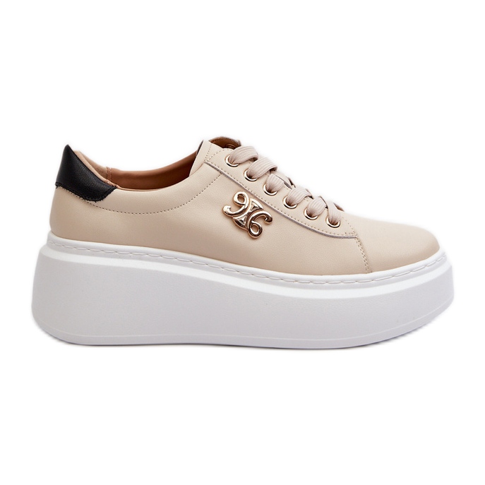 Women's Leather Sneakers on the Beige Platform Pernalia Women's Leather Sneakers on the Beige Platform Pernalia