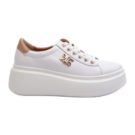 Women's Leather Sneakers on the Platform, White Pernalia Women's Leather Sneakers on the Platform, White Pernalia