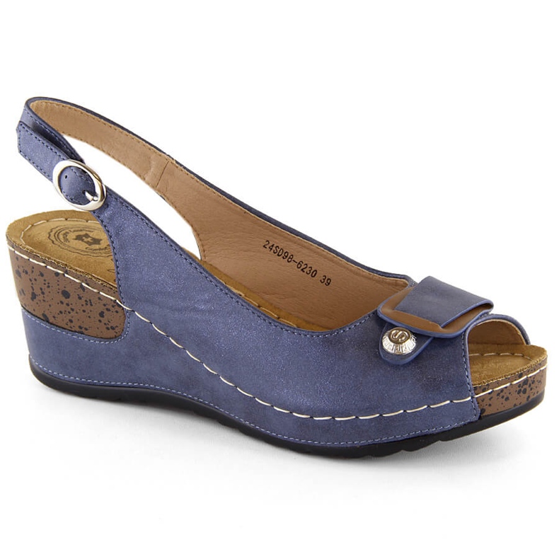 Comfortable blue women's wedge sandals eVento 6230