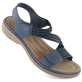 Women's Velcro sandals with elastic bands, blue Sabatina Y8066-1
