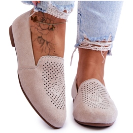 S.Barski Women's suede openwork beige