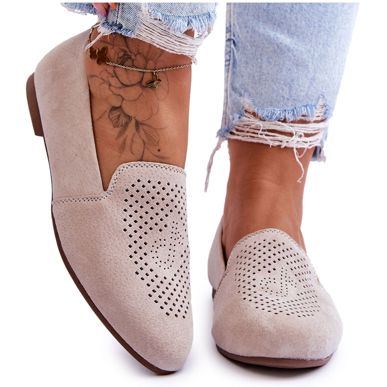 S.Barski Women's suede openwork beige