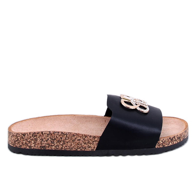 Ibanei Black cork flip-flops with rhinestones