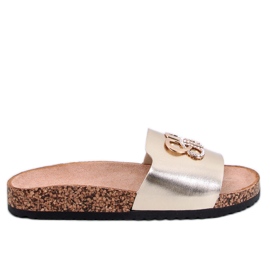 Ibanei LT.GOLD cork slippers with rhinestones golden