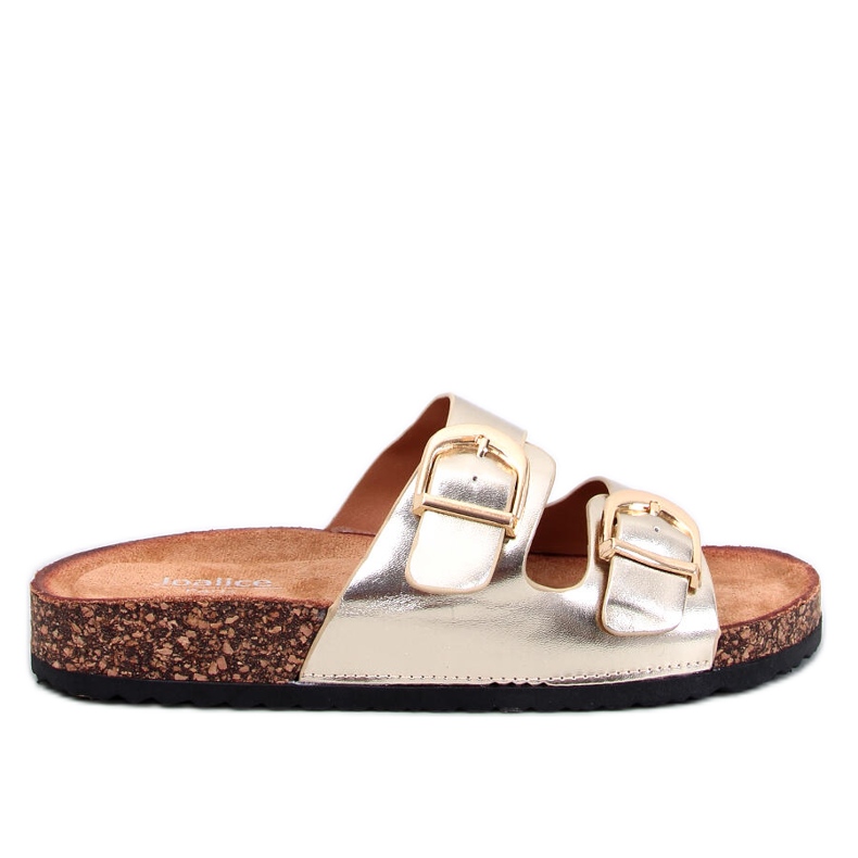 Scholki Byrd Gold cork slippers golden