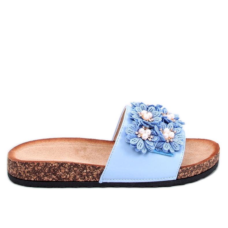 Emiles Blue cork slippers with flowers