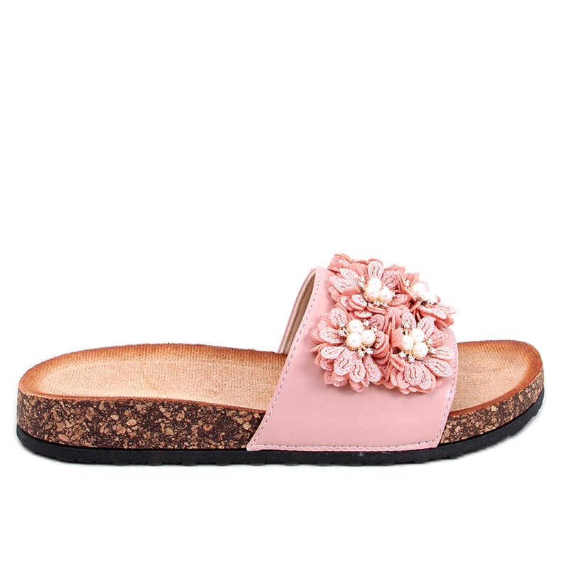 Emiles Pink cork slippers with flowers