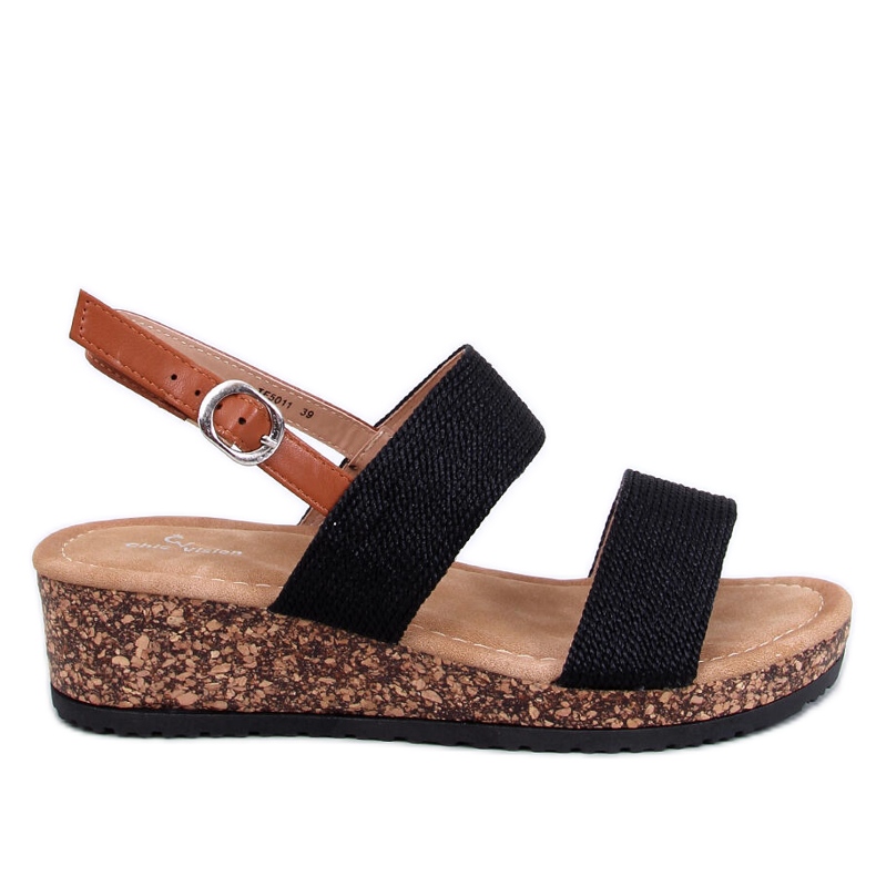 Wadoux Black cork wedge sandals