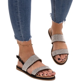 Black sandals decorated with Carvalia zircons