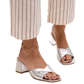 Silver Fanan high heel flip-flops