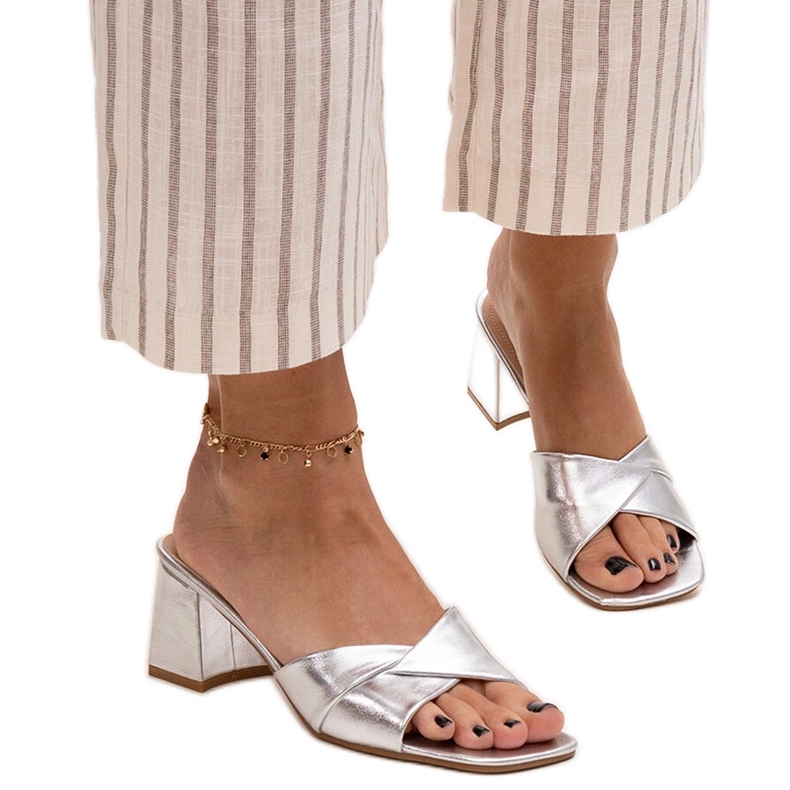 Silver Fanan high heel flip-flops