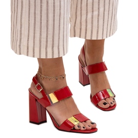 Shadan patent red high heel sandals